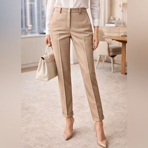 White House Black Market Tan Pinstripe Ankle Pants Size 6R Office Chic